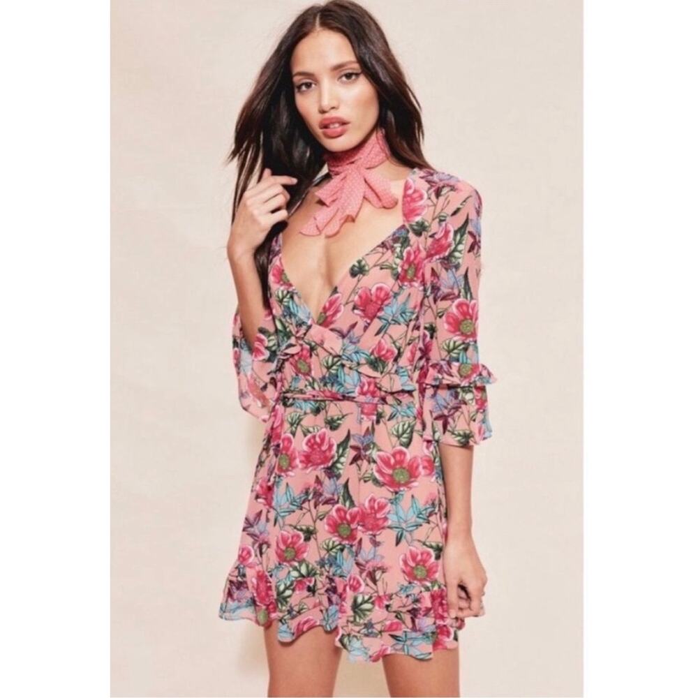 For Love And Lemons Churro Mini Dress in Pink Flamenco XS